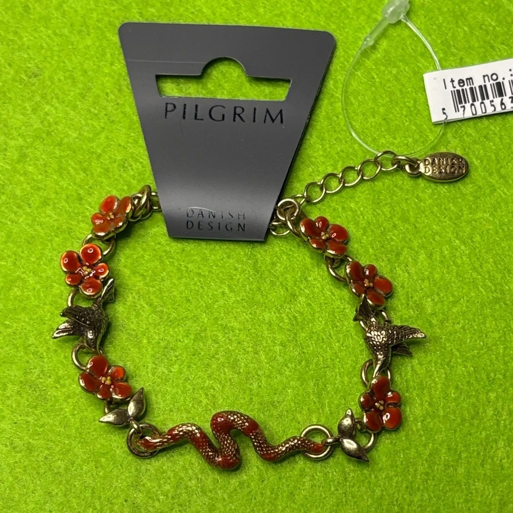 Pilgrim Red and Gold Floral Bracelet